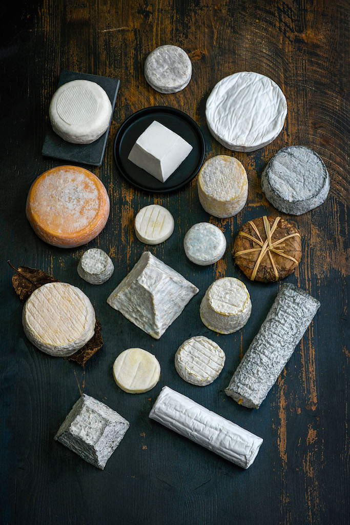 Französische Ziegenkäse in unterschiedlichen Formen