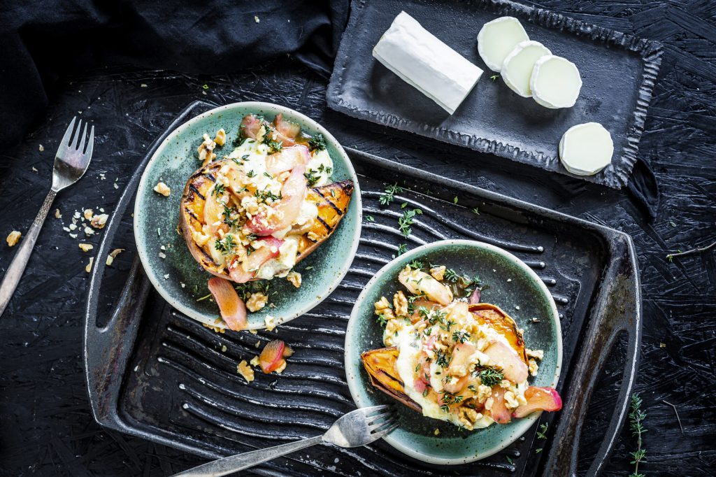 Grilled Sweet Potato mit Ziegenkäse-Honig-Creme