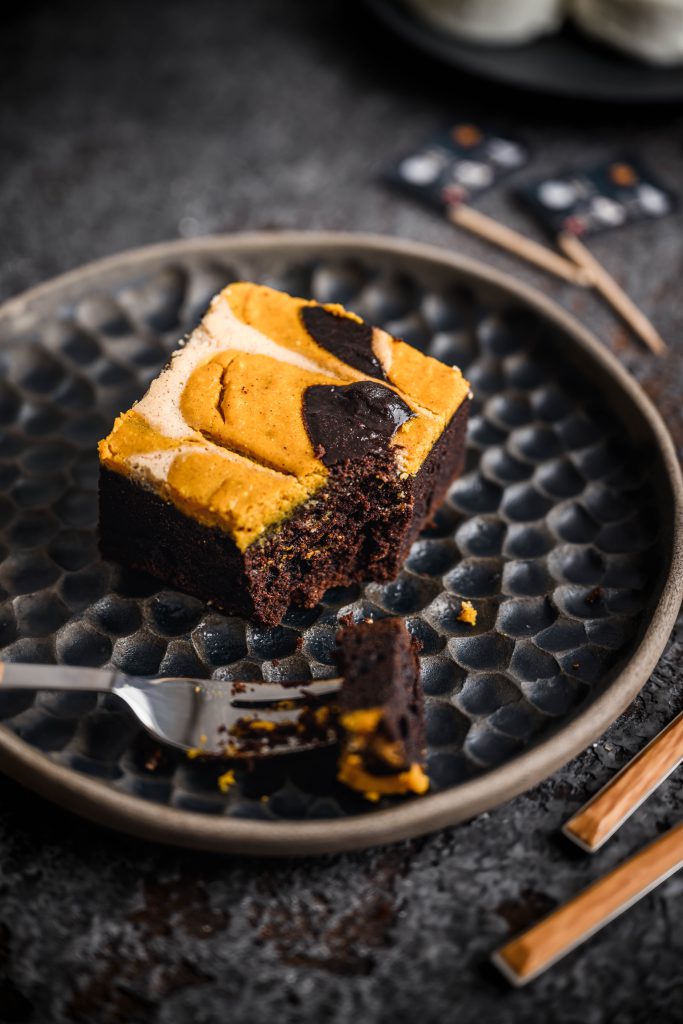 Kürbis-Cheesecake Brownies