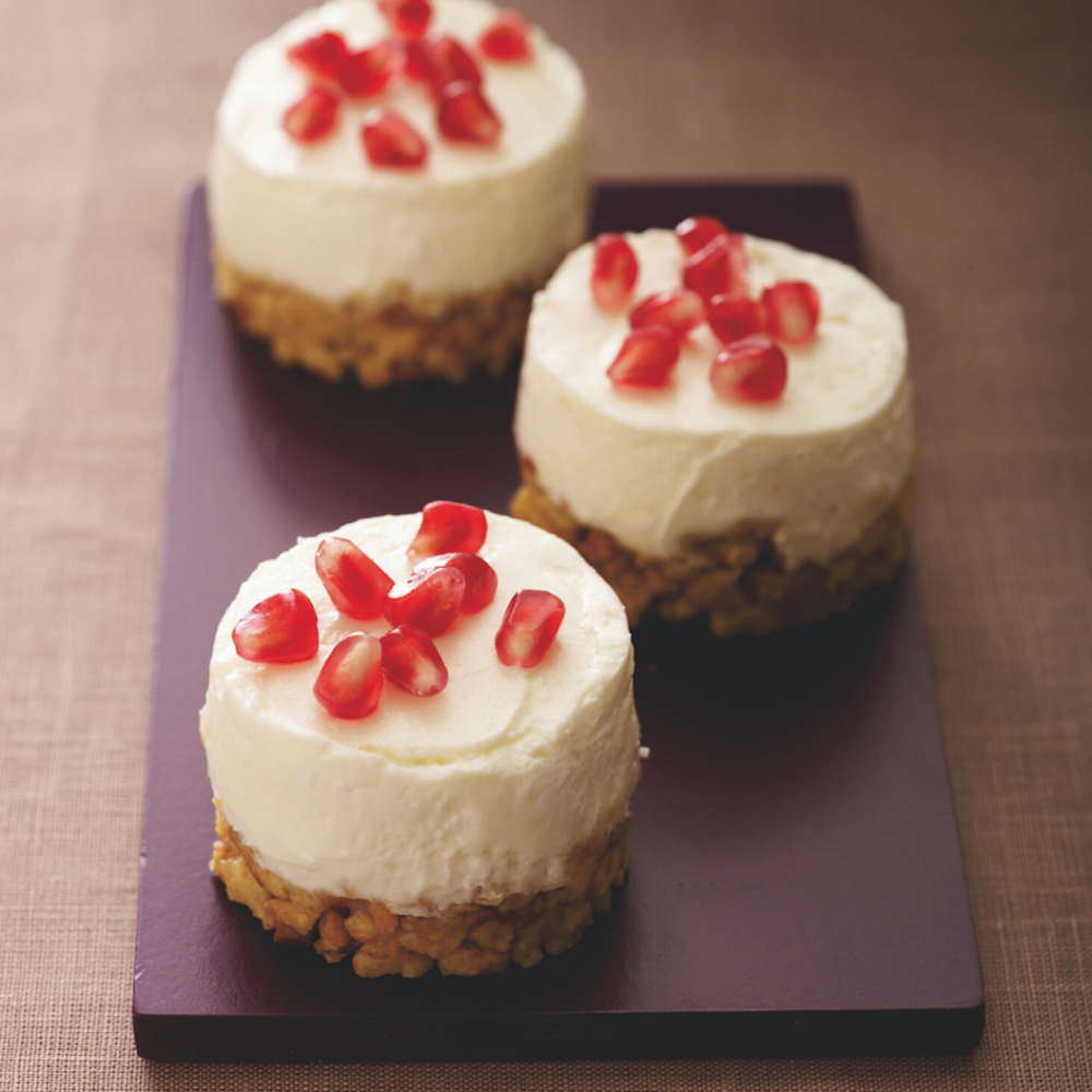 Mini-Käsekuchen mit Granatapfelkernen