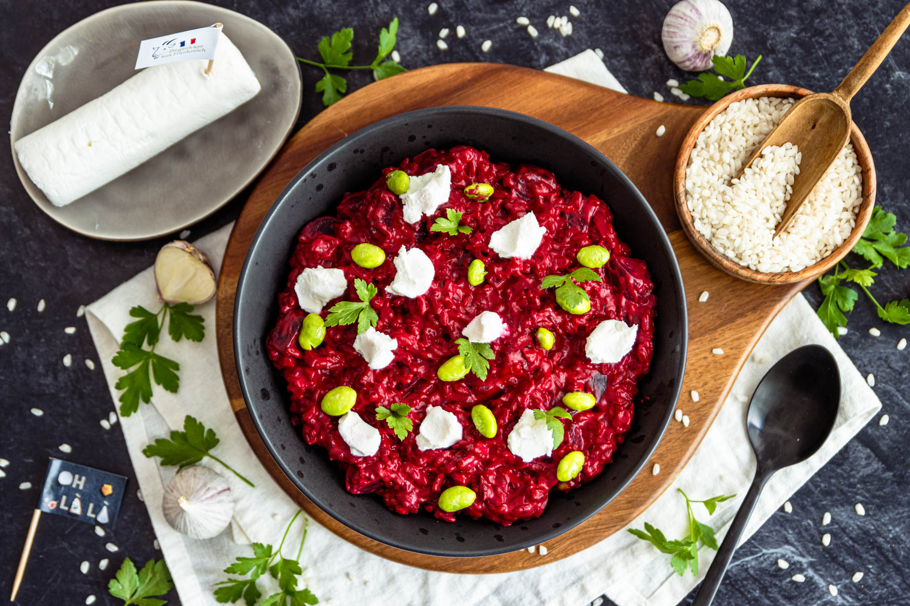 Rote-Bete-Risotto mit Edamame